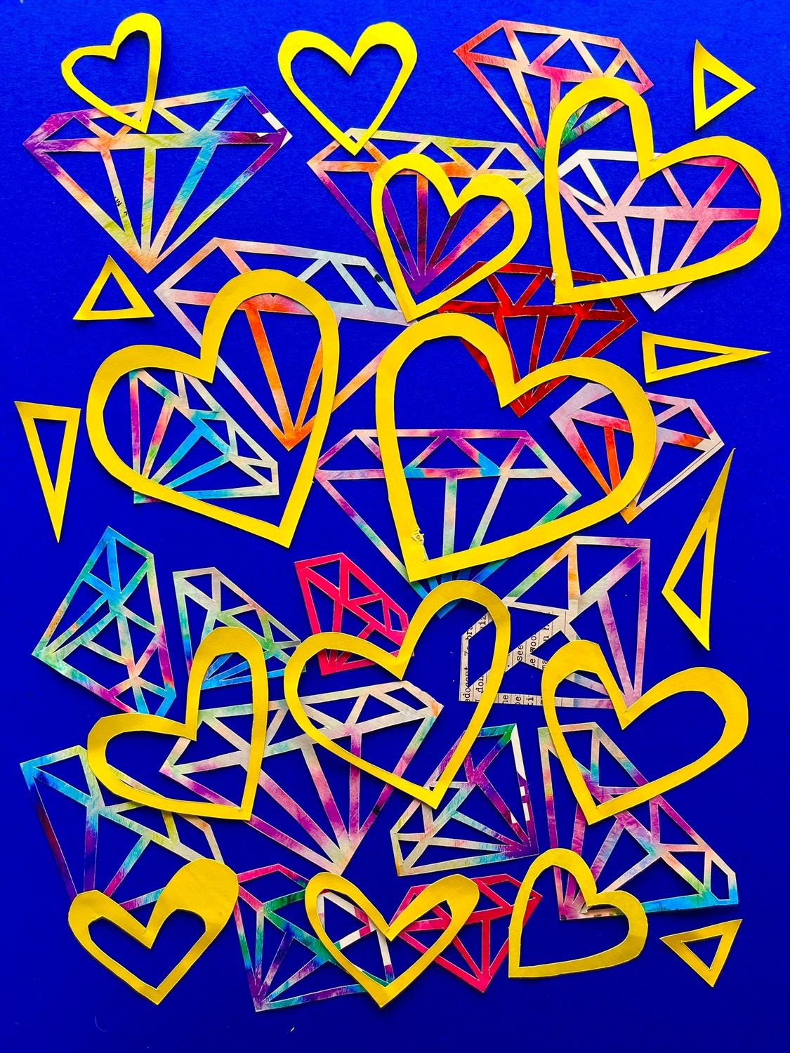 Diamond Hearts Blue/Yellow