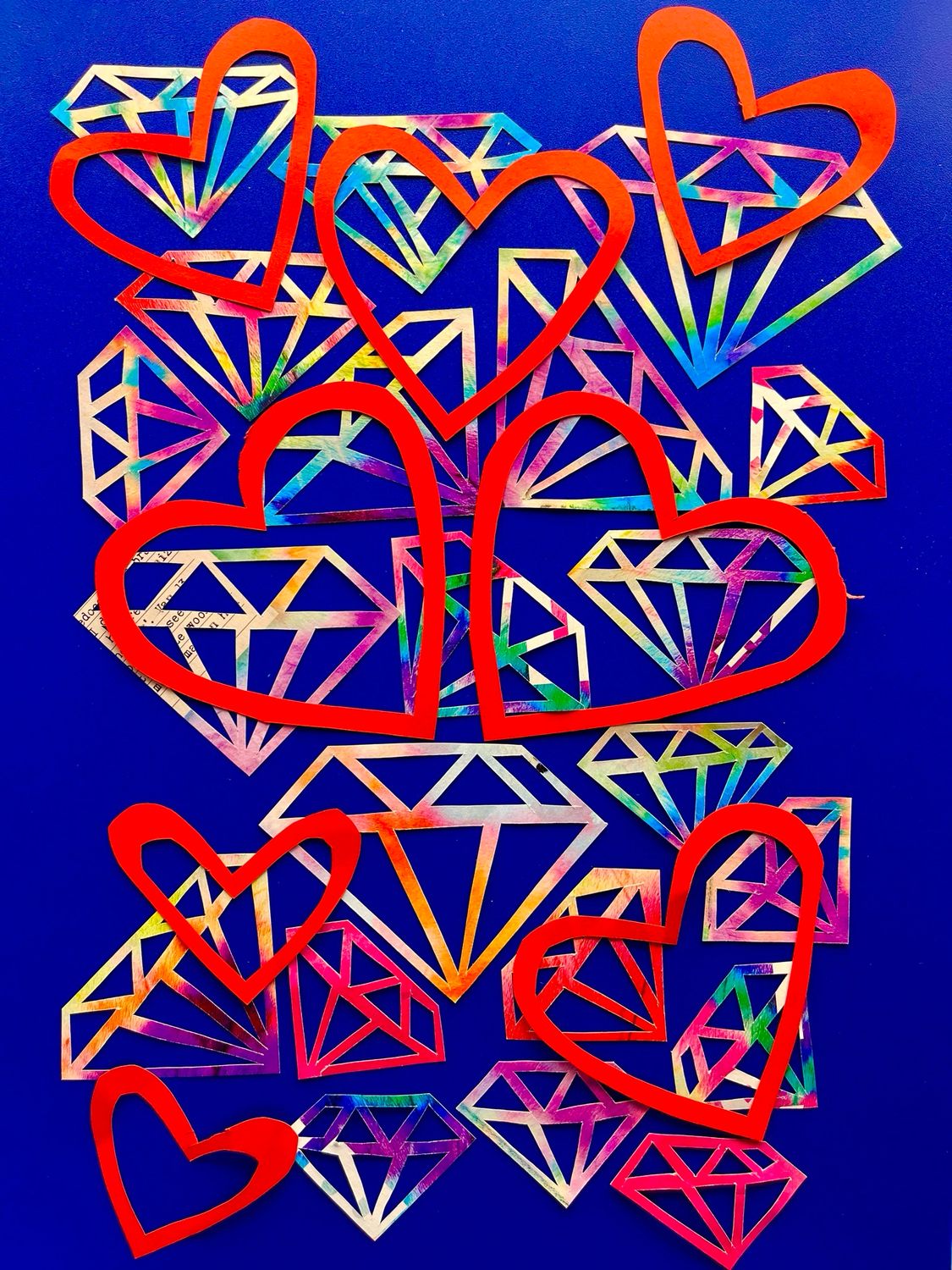 Diamond Hearts Blue/Red