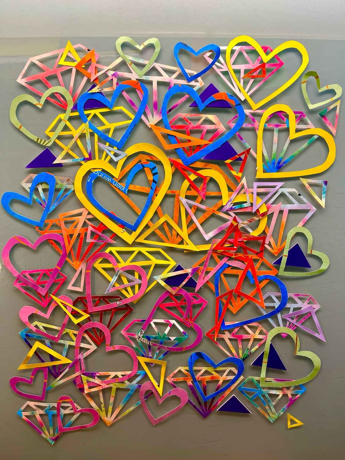 Diamond Hearts Blue/Rainbow