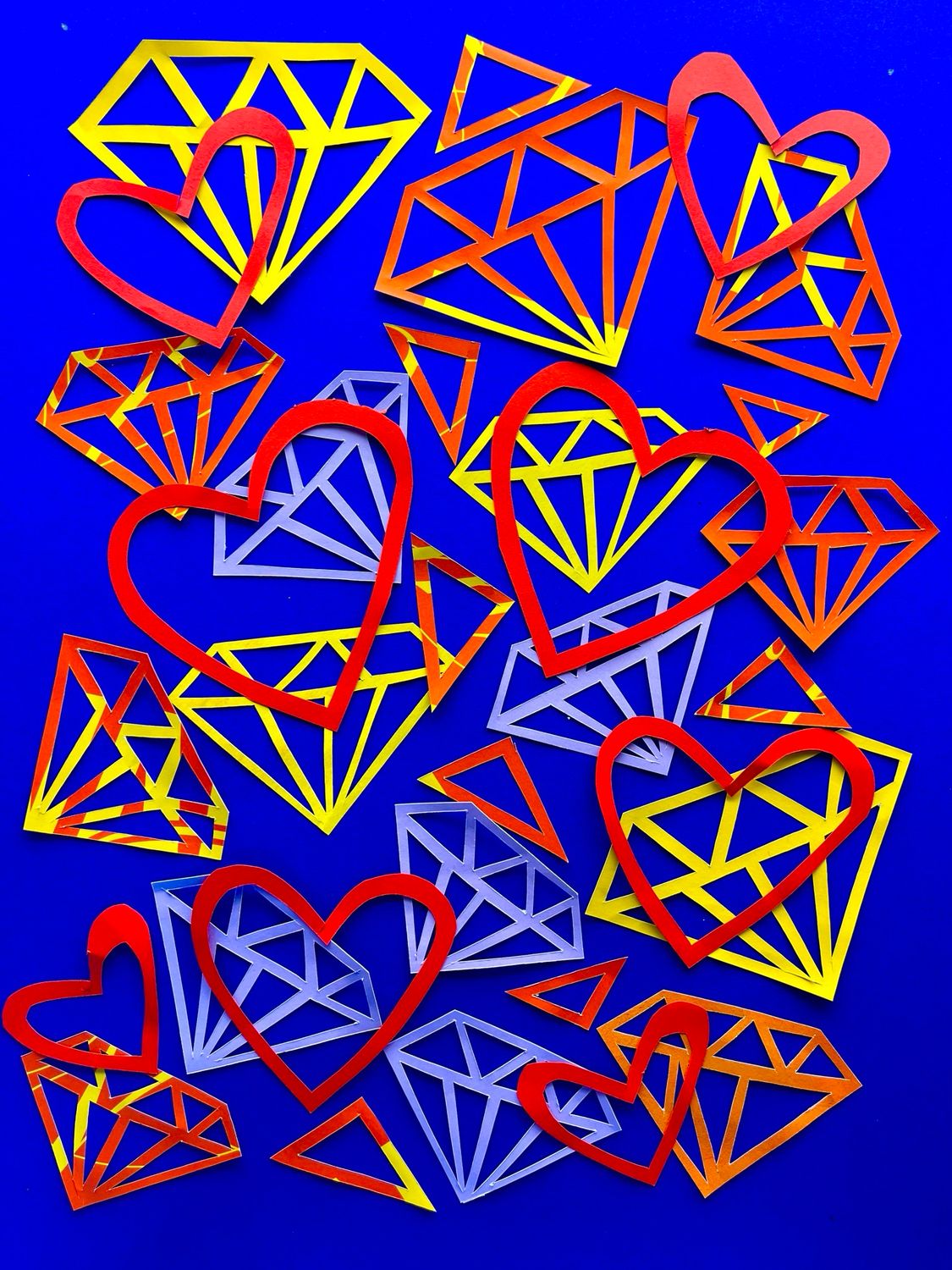 Blue &amp; Red Diamond Hearts – Purple Edition – Diamond-Shaped Photo Collage