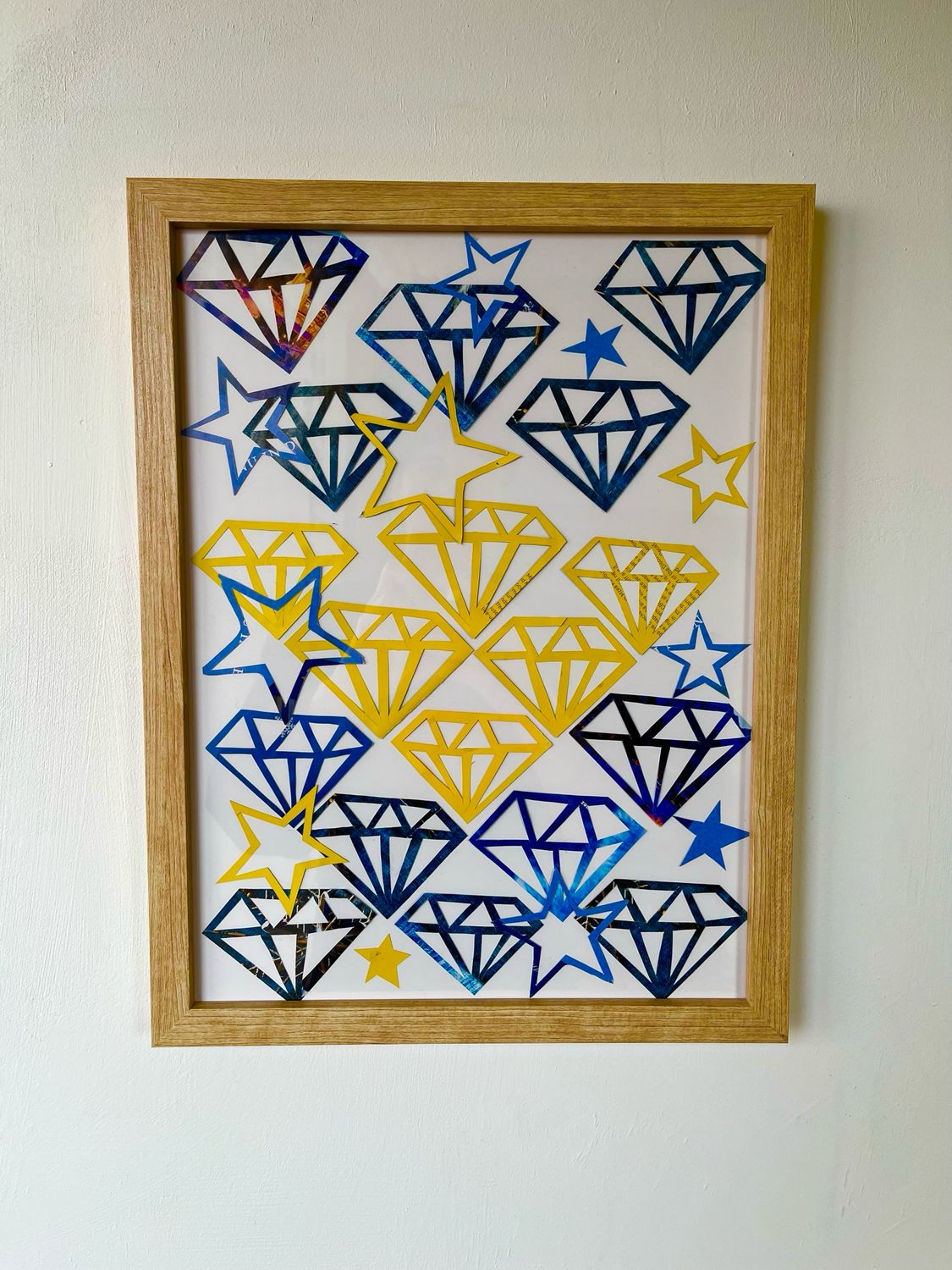 Diamond Stars Blue/Yellow 30x40cm