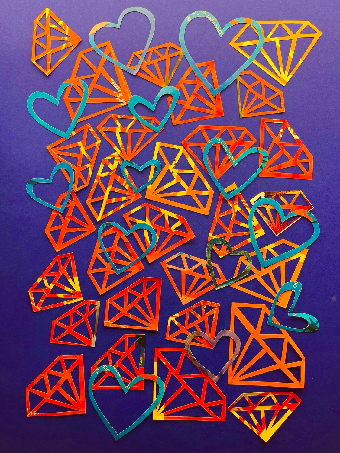 Diamond Hearts Blue/Red