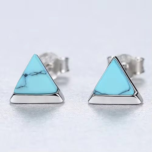 Turquoise Triangle Studs - 925 Silver