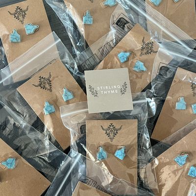 Cow Tag - Turquoise Stud Earrings