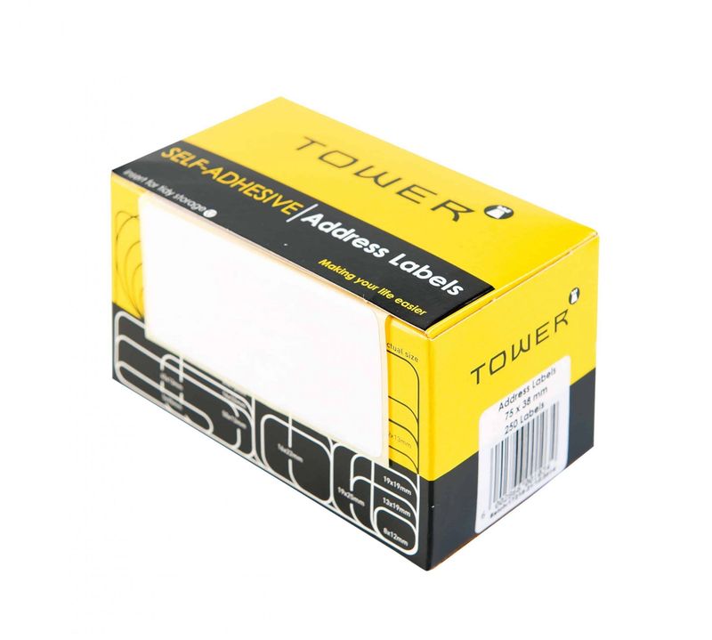 75 x 38mm Address Labels(250) – White Tower