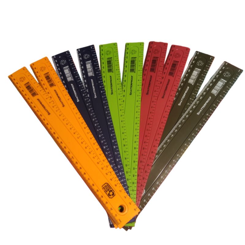 30cm Measuring plastic colored office rulers pack of 10