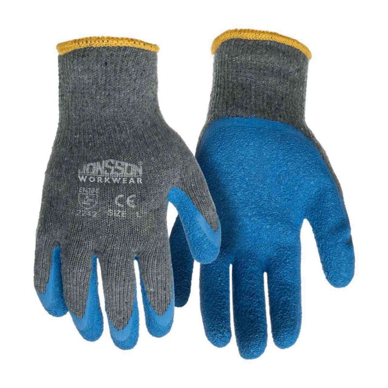 JW Polyester Palm Crinkle Latex Gloves Size 10