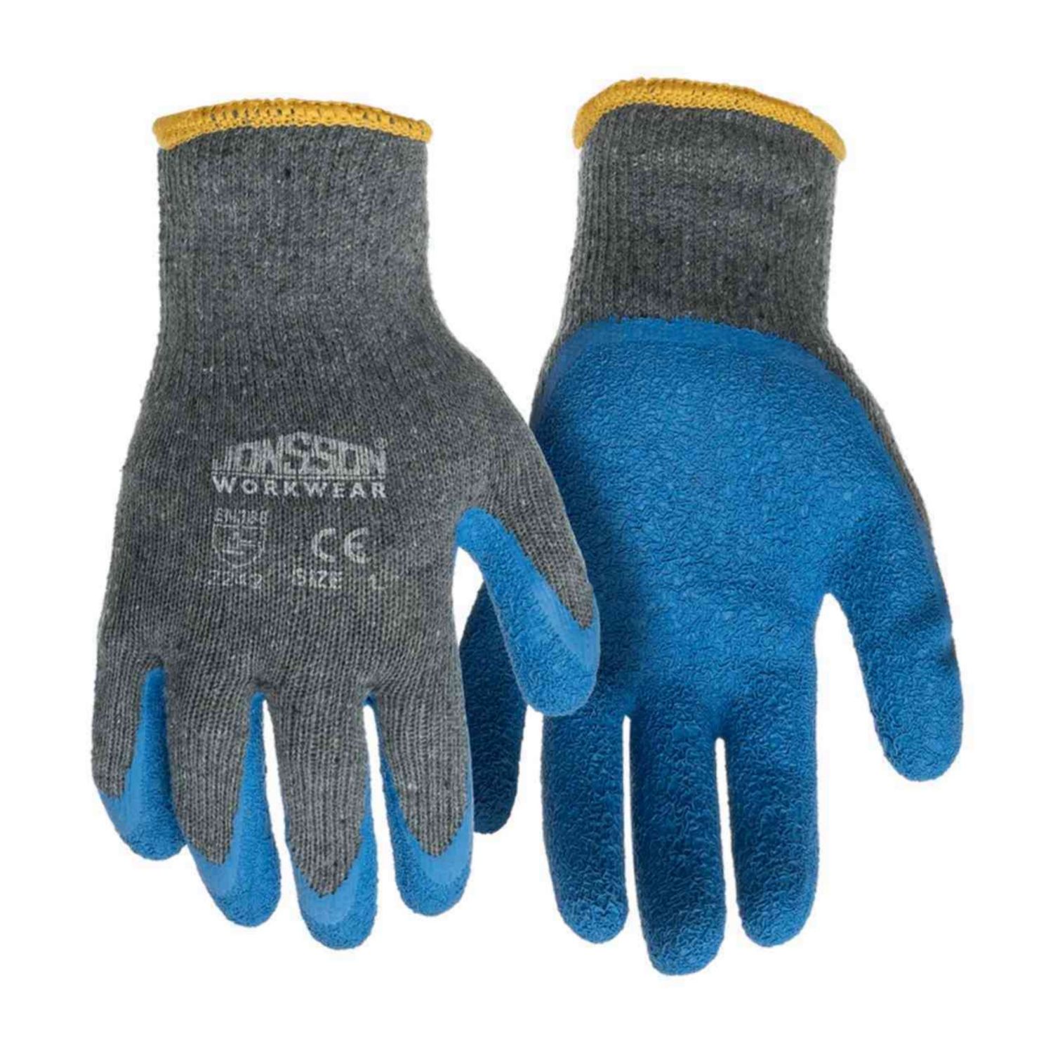 JW Polyester Palm Crinkle Latex Gloves Size 09