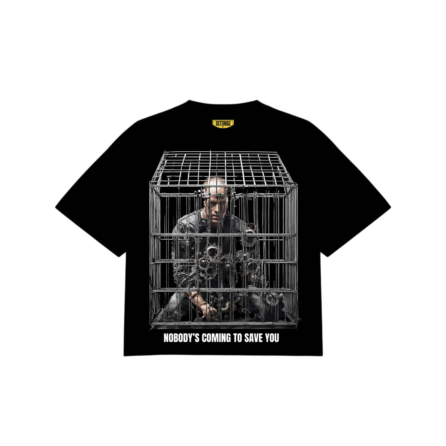 SAVE YOURSELF GRAPHIC TEE.  [BLACK]