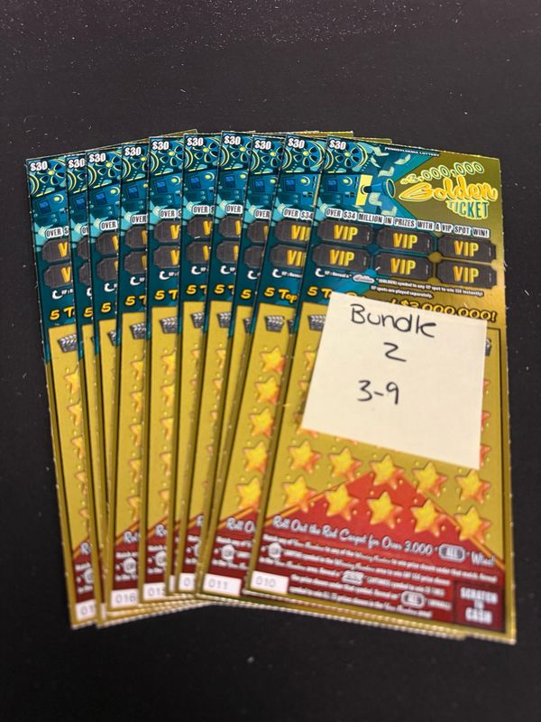 03.09.25 $300 in $3,000,000 Golden Ticket Lotto Tickets Bundle 2