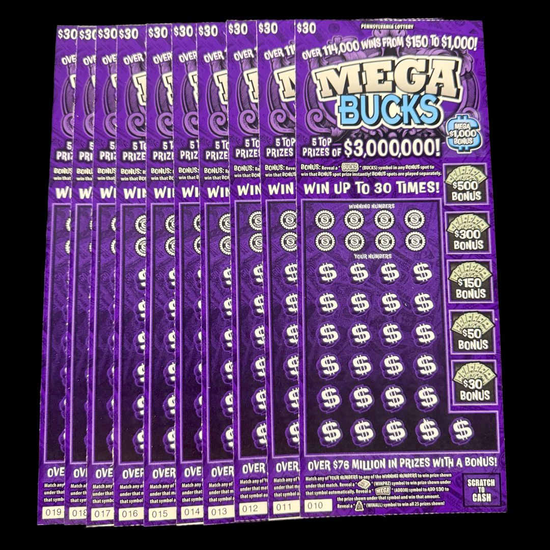 11.04.25 $300 in Mega Bucks PA Lottery 010-019