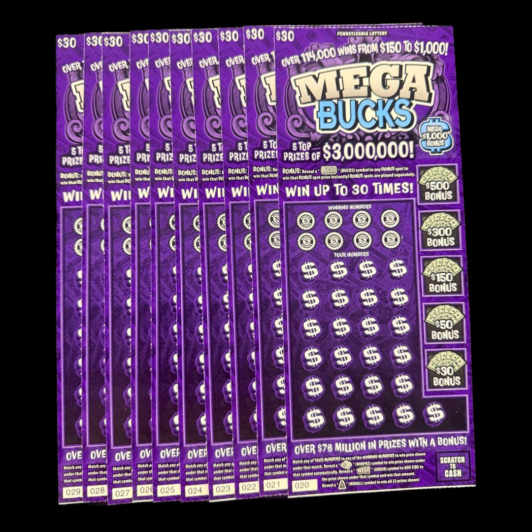 09.20.25 $300 in Mega Bucks PA Lottery 020-029
