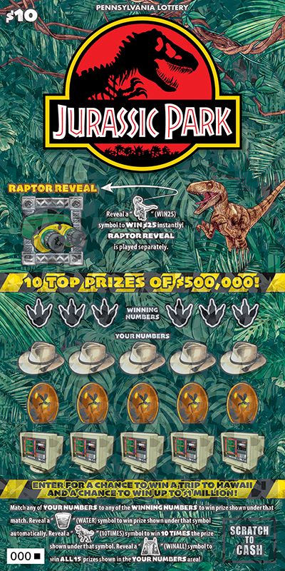 Jurassic Park $10 PA Scratch-Off