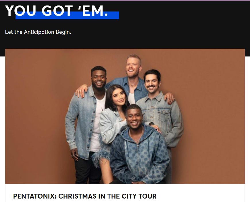 10.01.25 2 TICKETS + PARKING to see Pentatonix: Christmas in the City Tour LIVE at the GIANT Center in Hershey, PA!