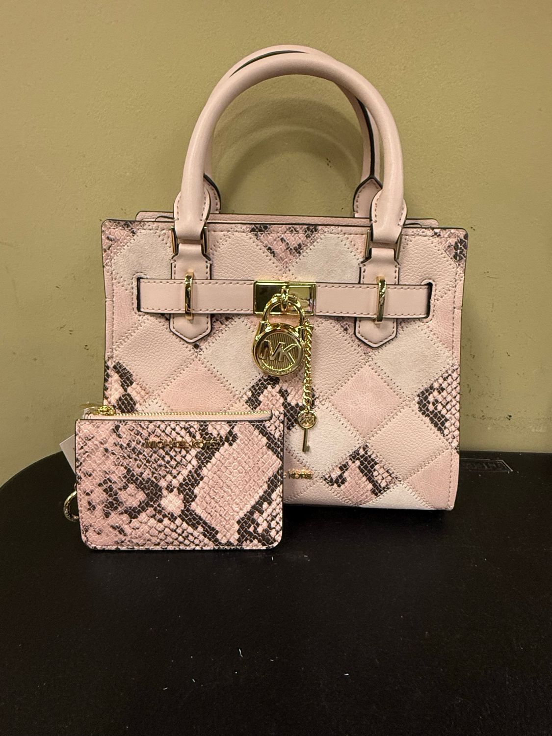 09.08.25 Michael Kors Hamilton Small Patchwork Satchel and Matching Coinpouch Powder Blush