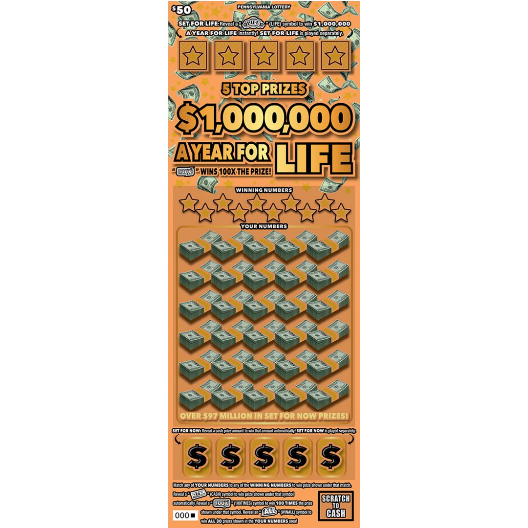 01.03.26 $500 in $1,000,000 a Year for Life PA Lottery Scratch-Off Tickets