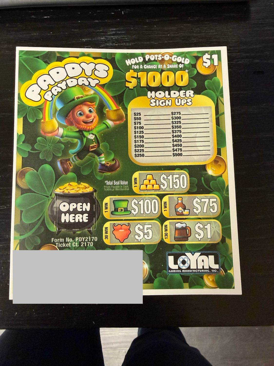 05.03.26 Paddys Payday Pull Tabs