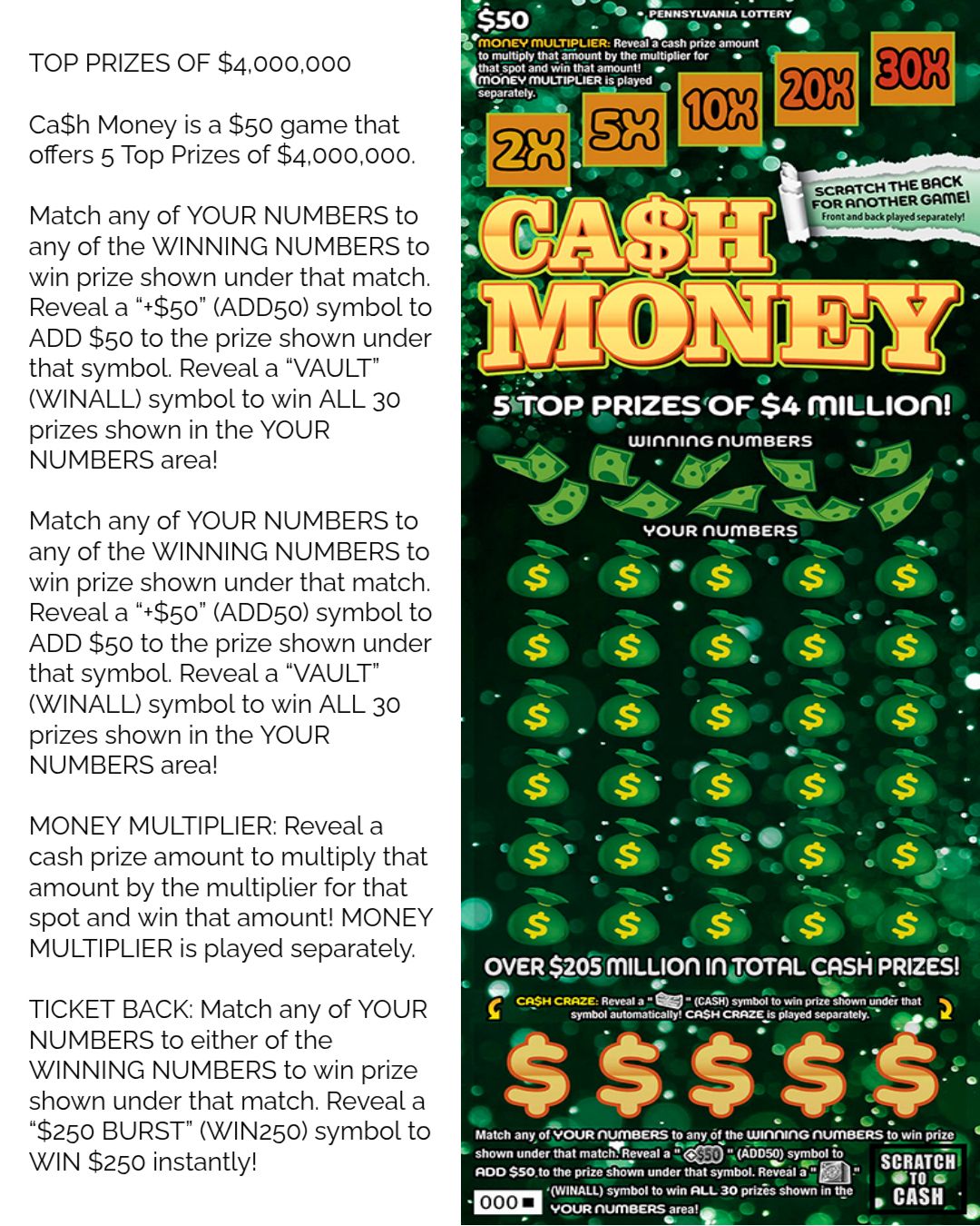 08.16.26 Ca$h Money Lottery Bundle Raffle Tickets 010-019