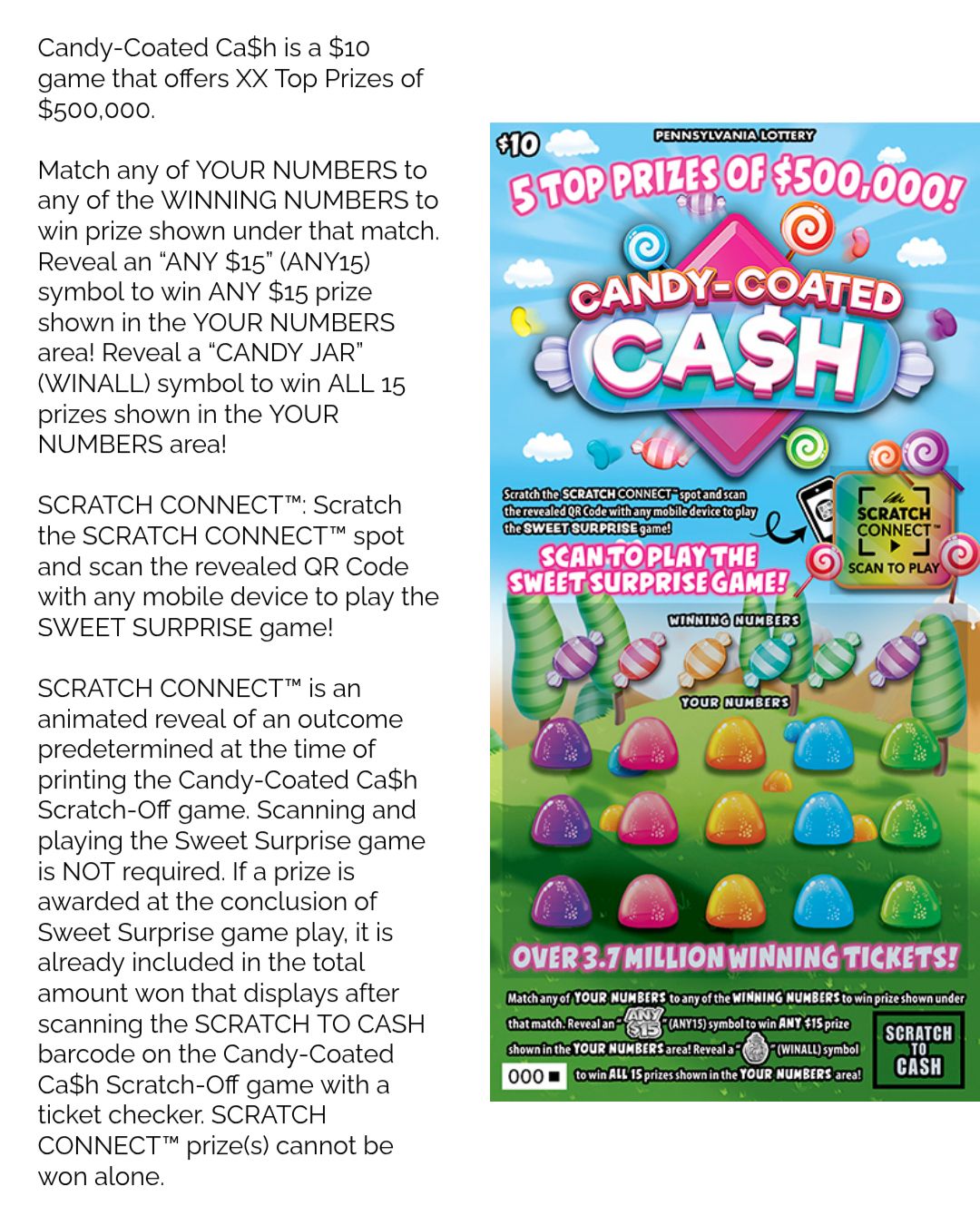 Candy-Coated Ca$h – $300 PA Lottery Bundle! Tickets 000-029