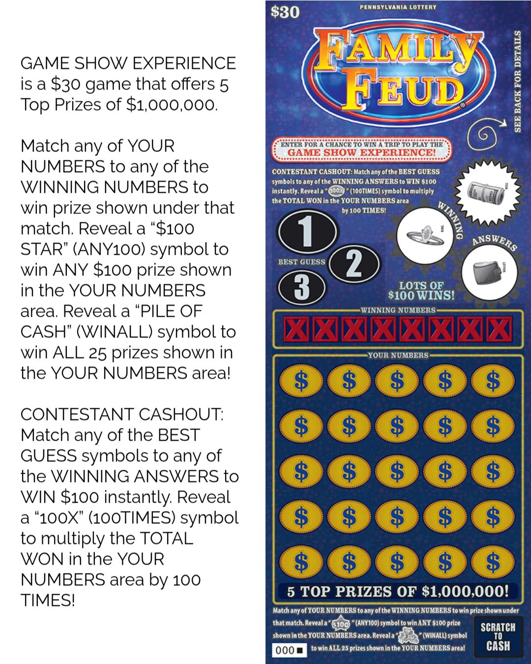 09.24.26 Game Show Experience – $300 PA Lottery Bundle! Tickets 000-009
