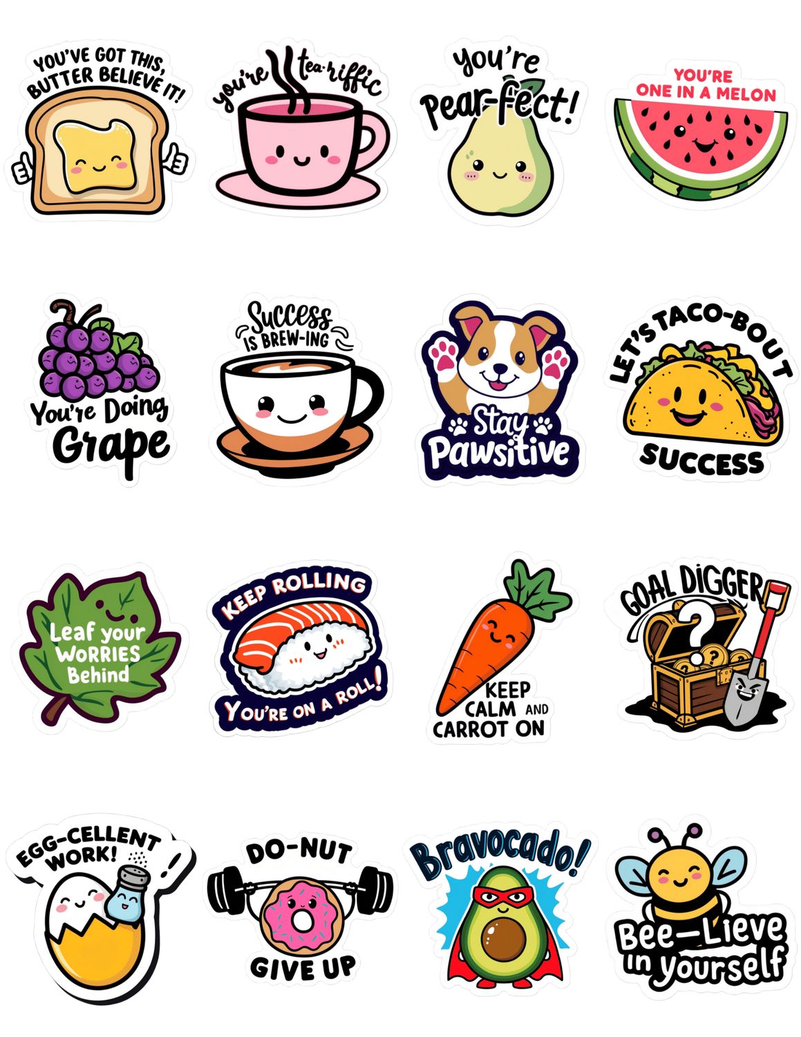 Positive Funny Motivational Quote Waterproof* Sticker Selection