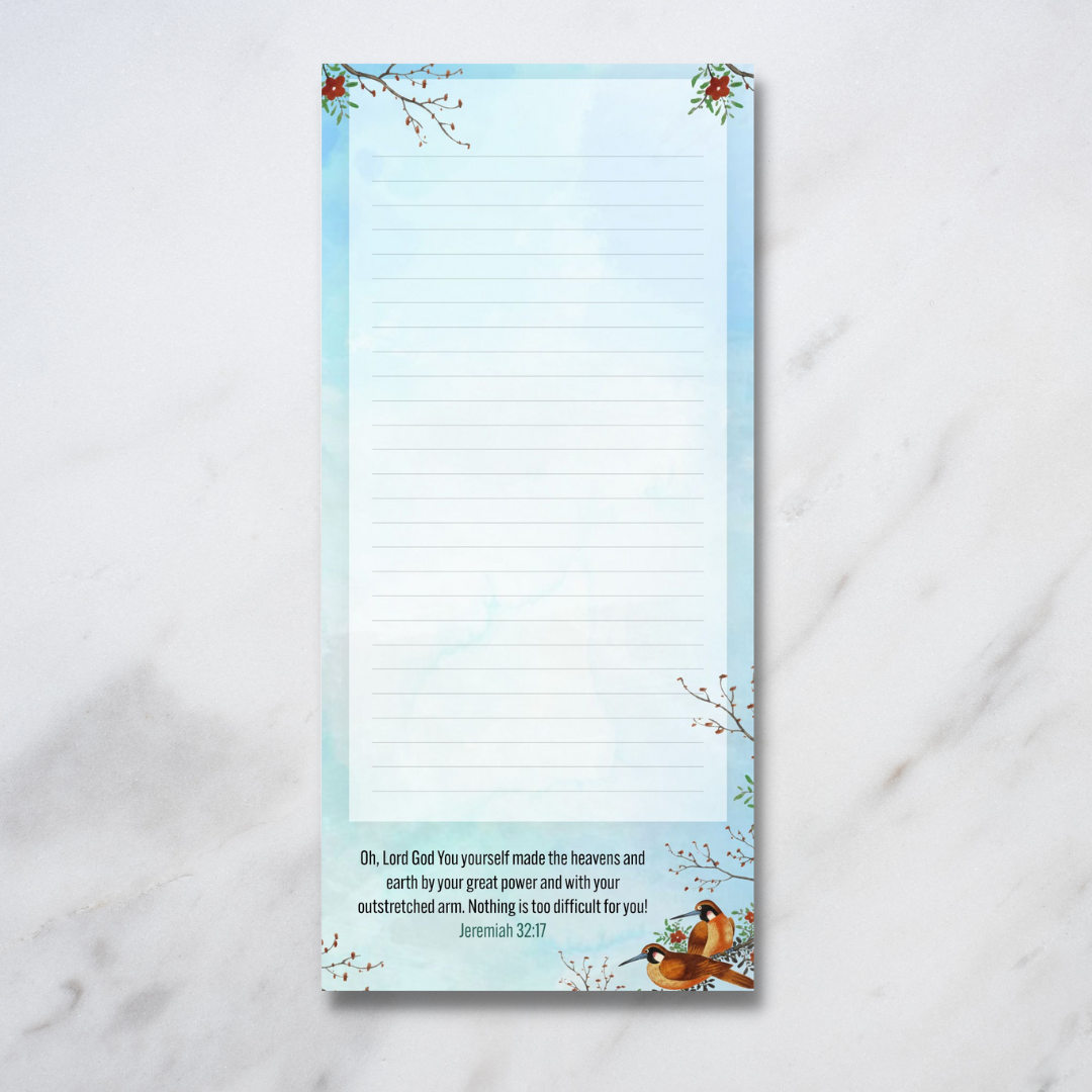 Shopping List Notepad - Jeremiah 32:17