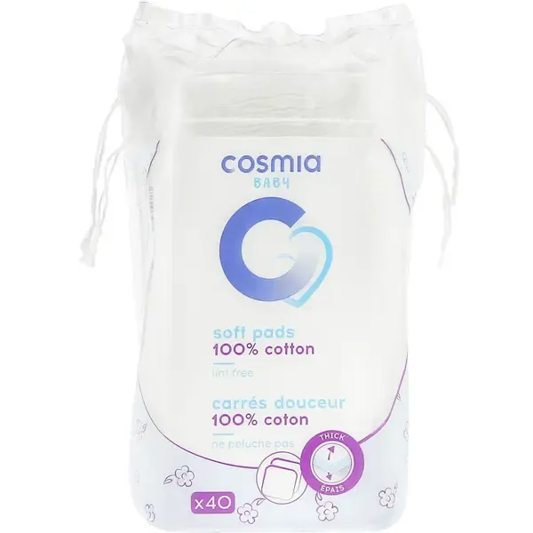 COSMIA BABY - Coton carrés douceur bébé 40 cotons
