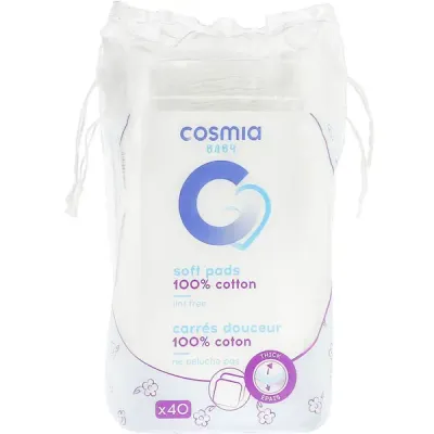COSMIA BABY - Coton carrés douceur bébé 40 cotons
