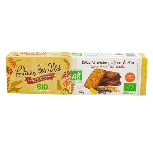 Biscuits avoine, citron &amp; chia BIO pqt 130g