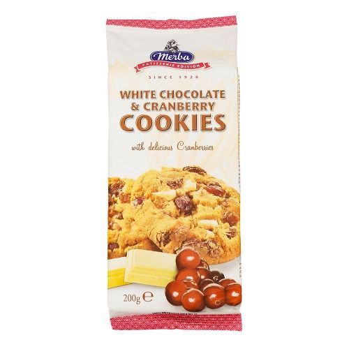Cookies chocolat blanc &amp; cranberries paquet 200g
