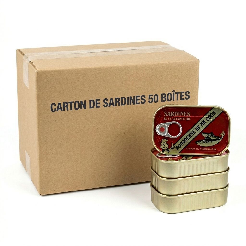 Sardine à l'huile végétale 125g - Carton de 50 boites de sardines Sardine à l'huile végétale 125g - Carton de 50 boites de sardines