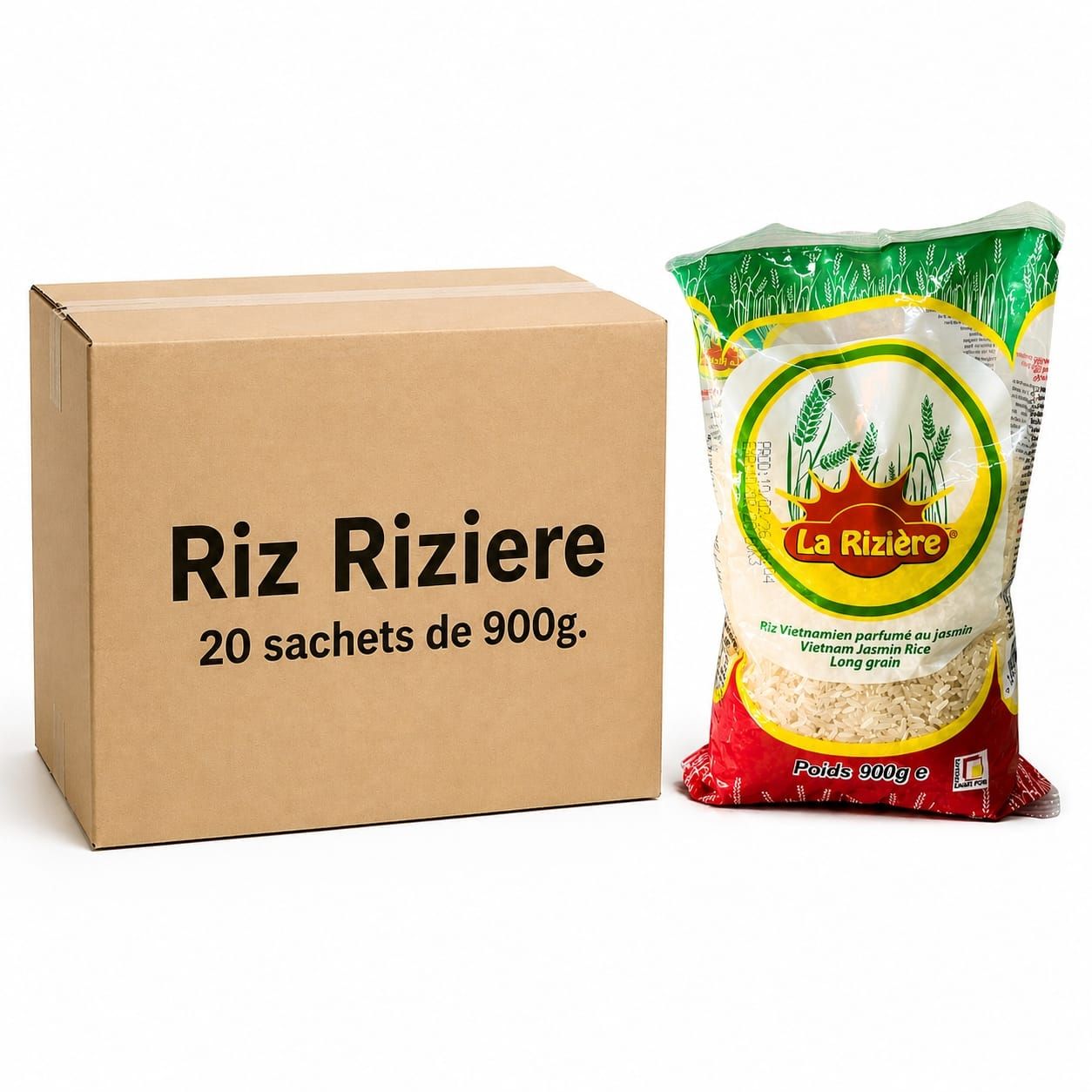 Riz Vietnamien la Rizière - carton de 20 sachets de 900g Riz Vietnamien la Rizière - carton de 20 sachets de 900g