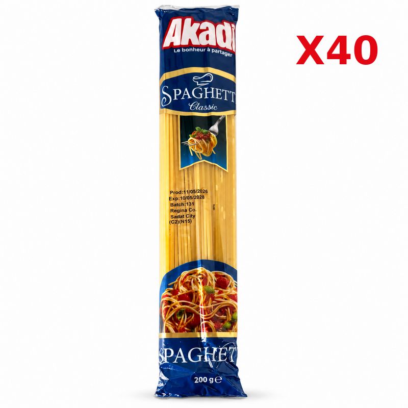 Spaghetti Akadi - Carton de 40 paquets de 200g Spaghetti Akadi - Carton de 40 paquets de 200g