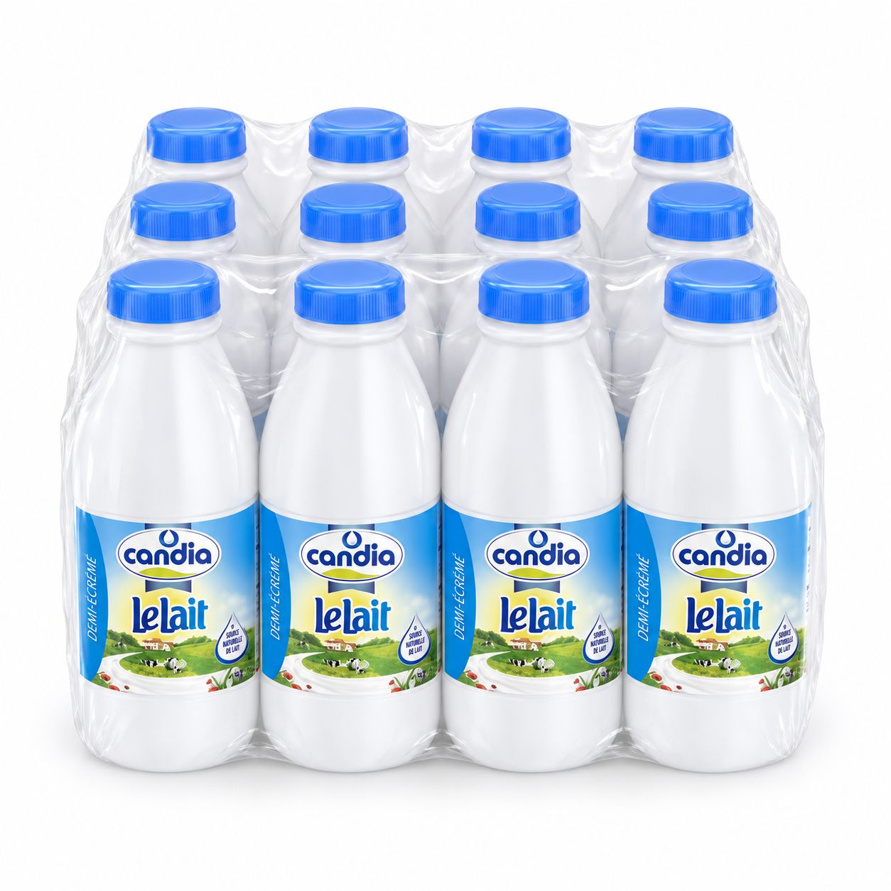 Lait demi-ecrémé Candia 1L - Pack de 12 bouteilles