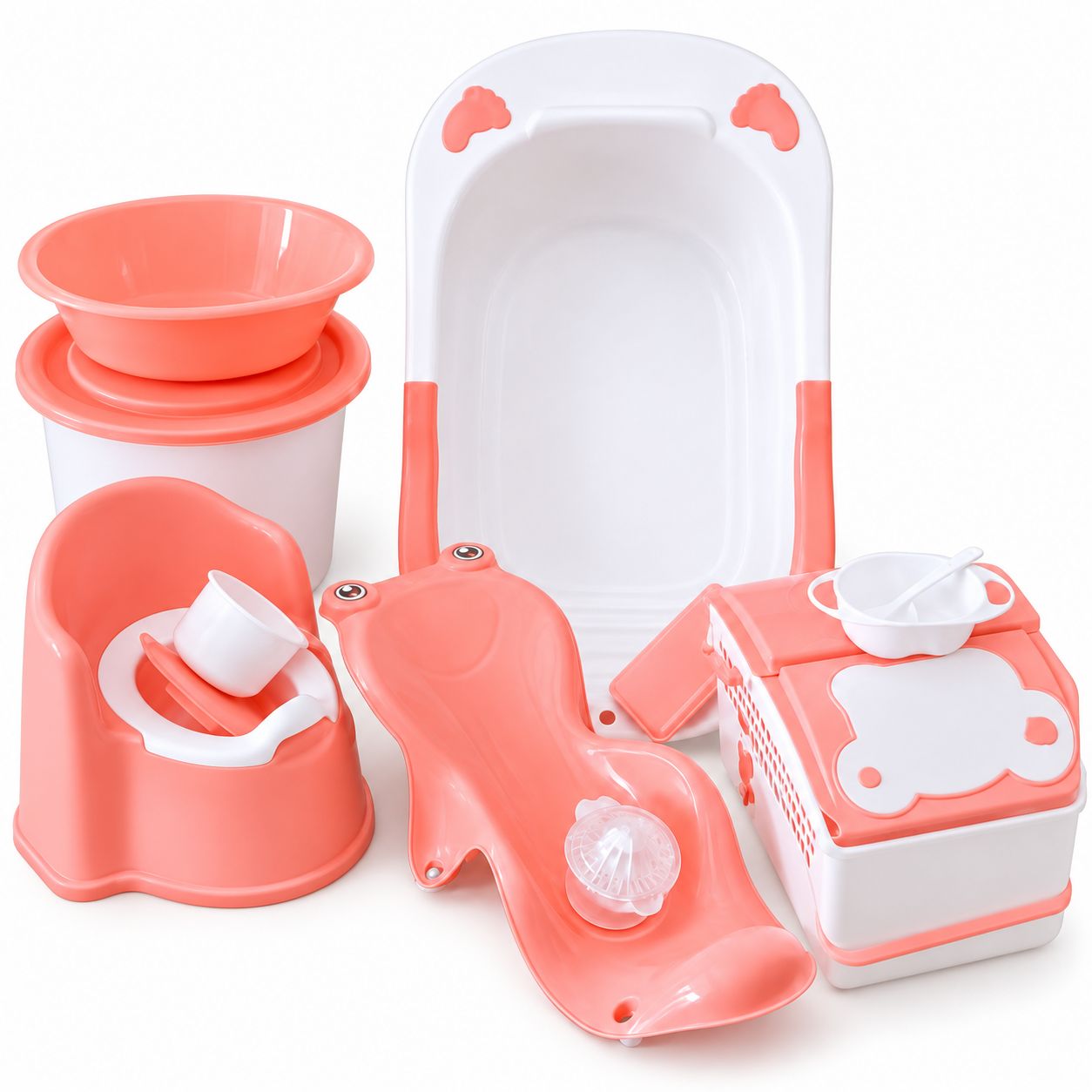 Ensemble de bain pour bébé – Kit complet - Saumon Ensemble de bain pour bébé – Kit complet - Saumon