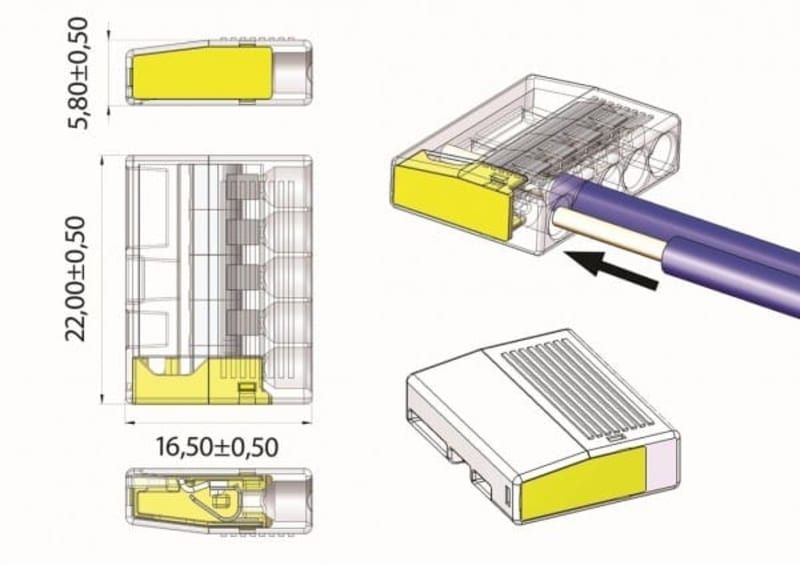KLEMME MINI | 5-FACH | PRO 100 STÜCK | 5 x 0,5 - 2,5 mm² |