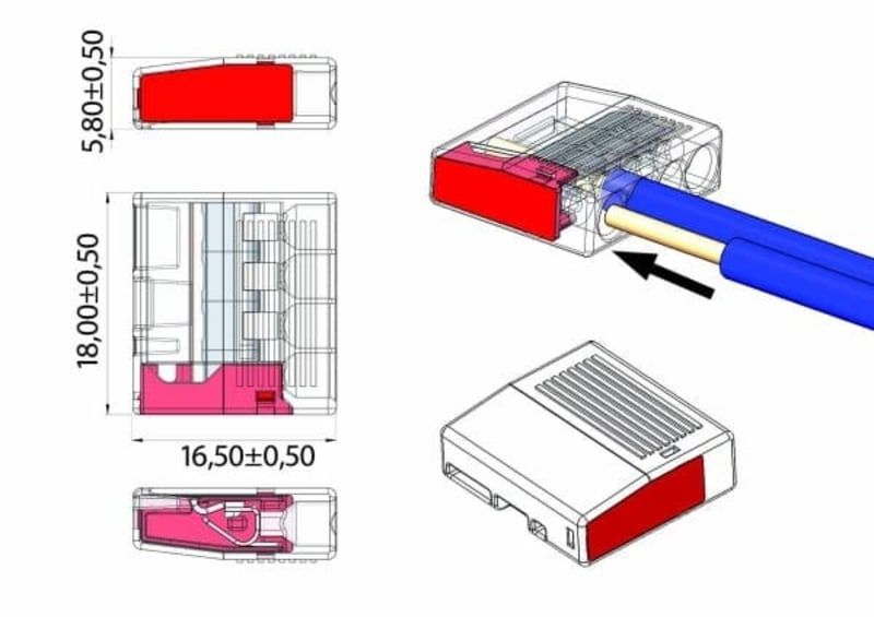 KLEMME MINI | 4-FACH | PRO 100 STÜCK | 4 x 0,5 - 2,5 mm² |