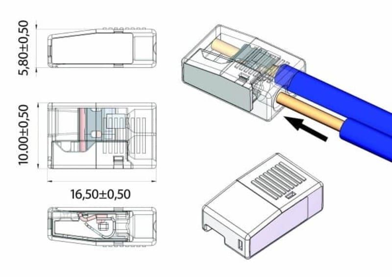 KLEMME MINI | 2-FACH | PRO 100 STÜCK | 2 x 0,5 - 2,5 mm² |