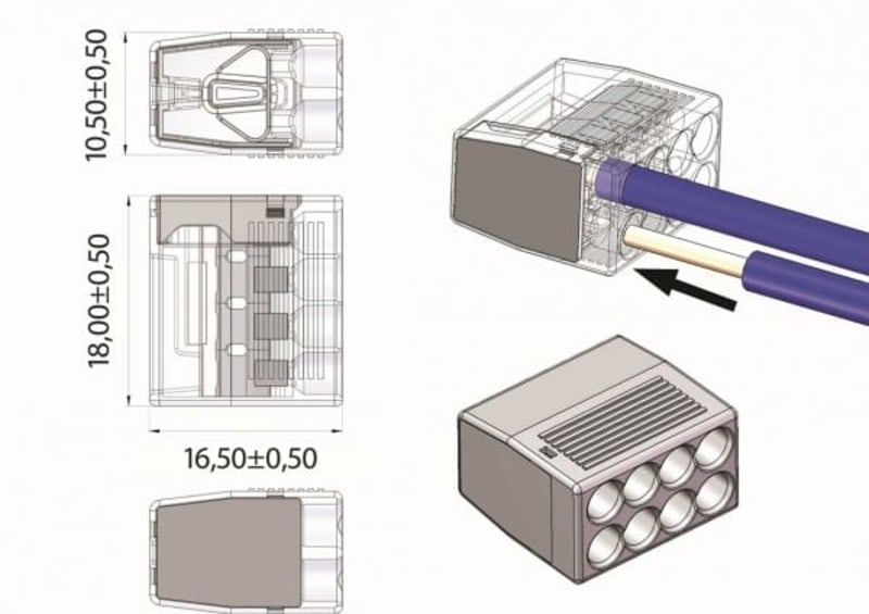KLEMME MINI | 8-FACH | PRO 50 STÜCK | 8 x 0,5 - 2,5 mm² |