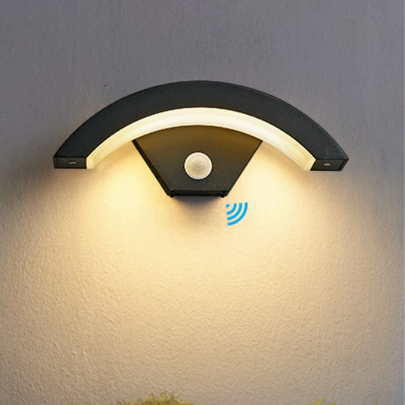 WANDLAMPE HATI 12W MIT SENSOR IP65 GRAU