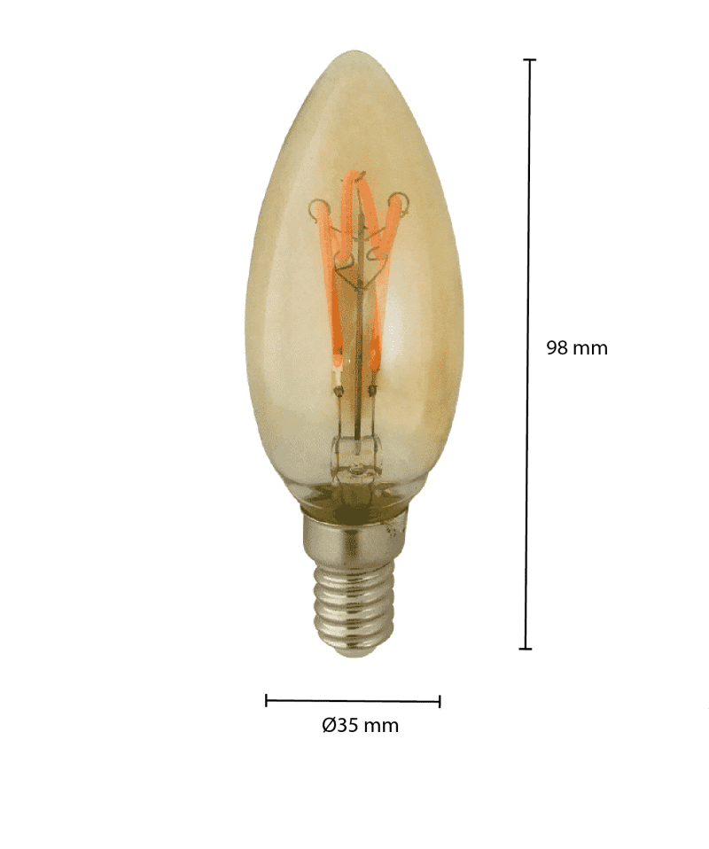LED-FILAMENT E14 KERZE BERNSTEIN 1,6W