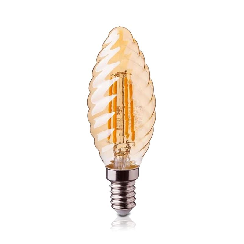 LED-FILAMENT | E14 | LED-KERZENLAMPE | Grat | DIMMBAR | BERNSTEIN | 2W