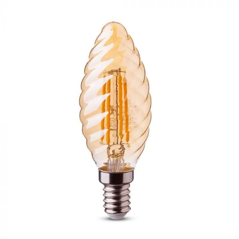 LED-FILAMENT | E14 | LED-KERZENLAMPE | Grat | DIMMBAR | BERNSTEIN | 2W