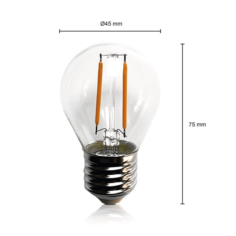 LED-FILAMENT | E27 | G45 | KLARES GLAS | 1W