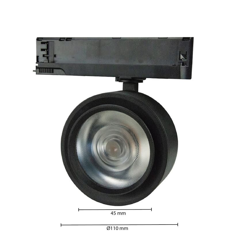 3-PHASEN RAILSPOT MIMAS 30W SCHWARZ ZOOMBAR 20°-40°