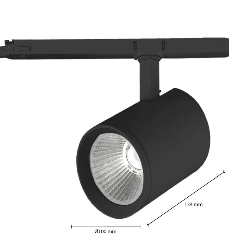 3-PHASEN SCHIENENSTRAHLER 38° SCHWARZ 40 WATT DIMMBAR CRI>97