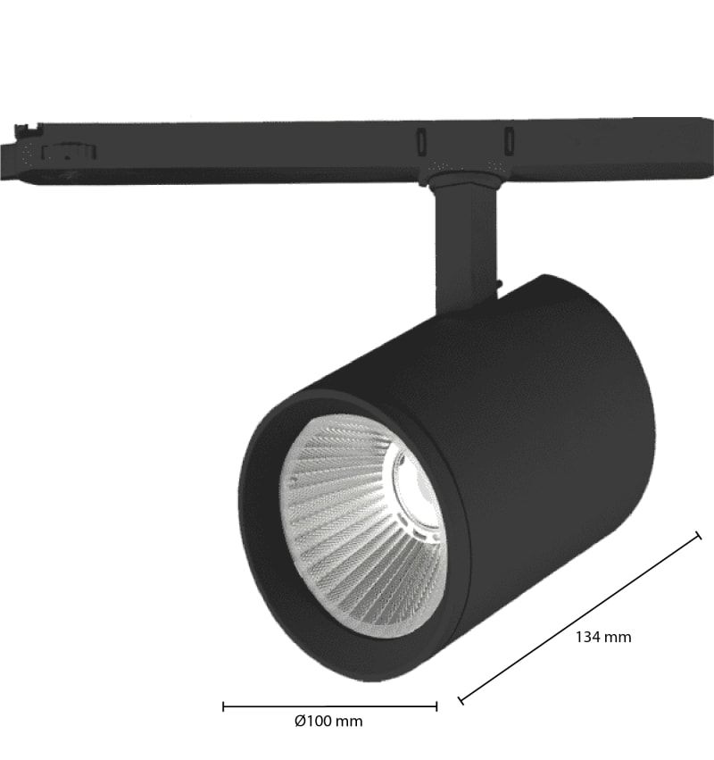 3-PHASEN SCHIENENSTRAHLER 38° SCHWARZ 40 WATT DIMMBAR CRI&gt;97