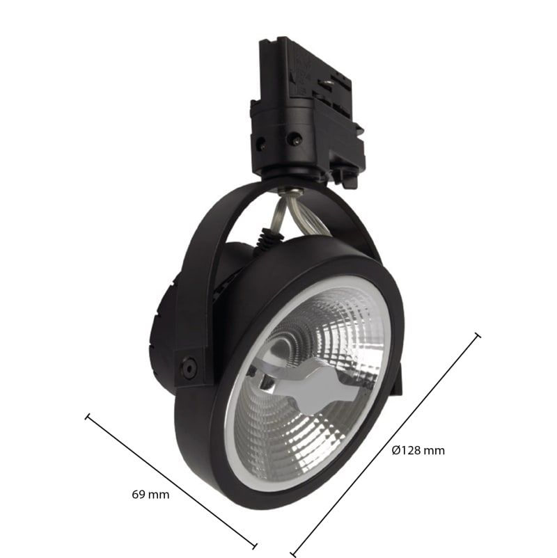 3-PHASEN SCHIENENSTRAHLER TETHYS 15W SCHWARZ DIMMBAR