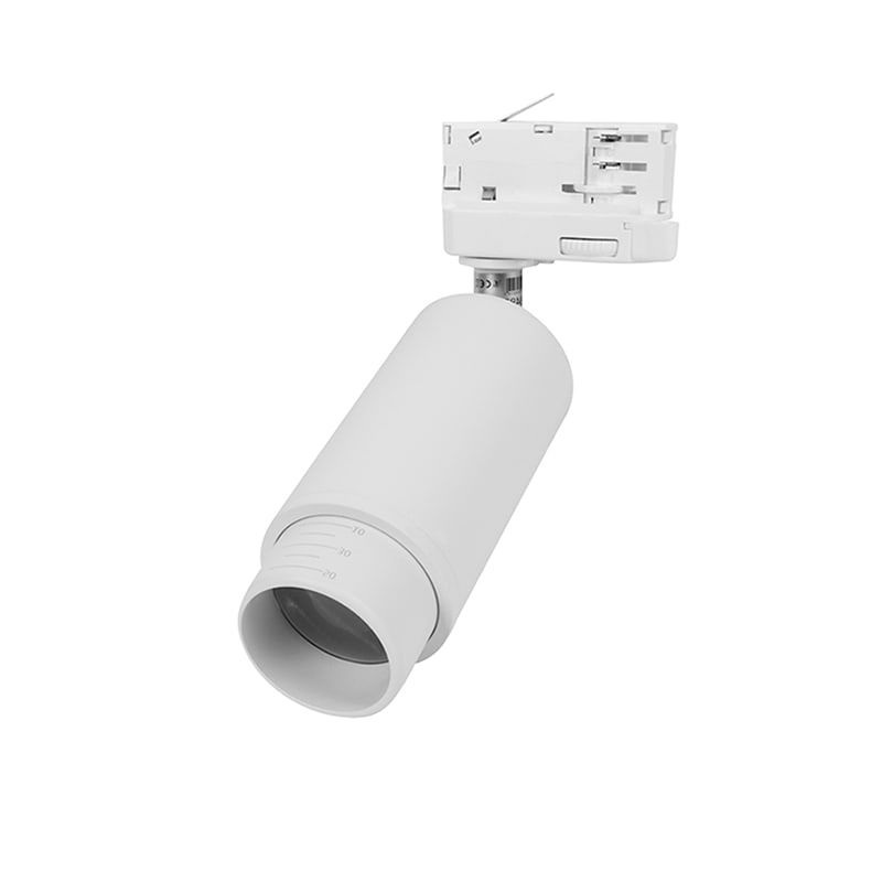 3-PHASEN SCHIENENLEUCHTE OBERON WEISS GU10 MIT VERSTELLBARER LINSE