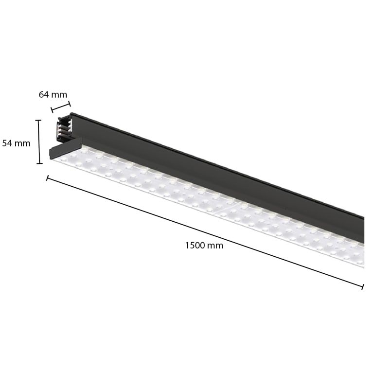3-PHASEN SCHIENENLEUCHTE TARVOS 60W 150CM SCHWARZ